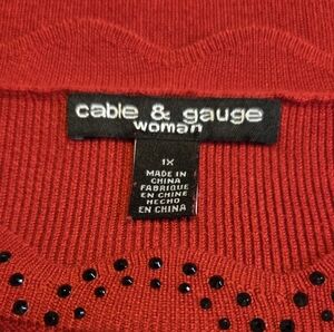 Scallop Detail Red Sweater 1X